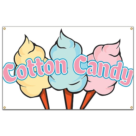 Cotton Candy Banner Concession Stand Food Truck Single Sided